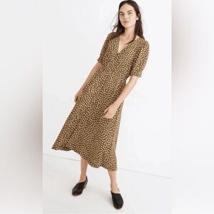 Madewell Button-Cuff Midi Dress in Woodcut Flowers Size 00